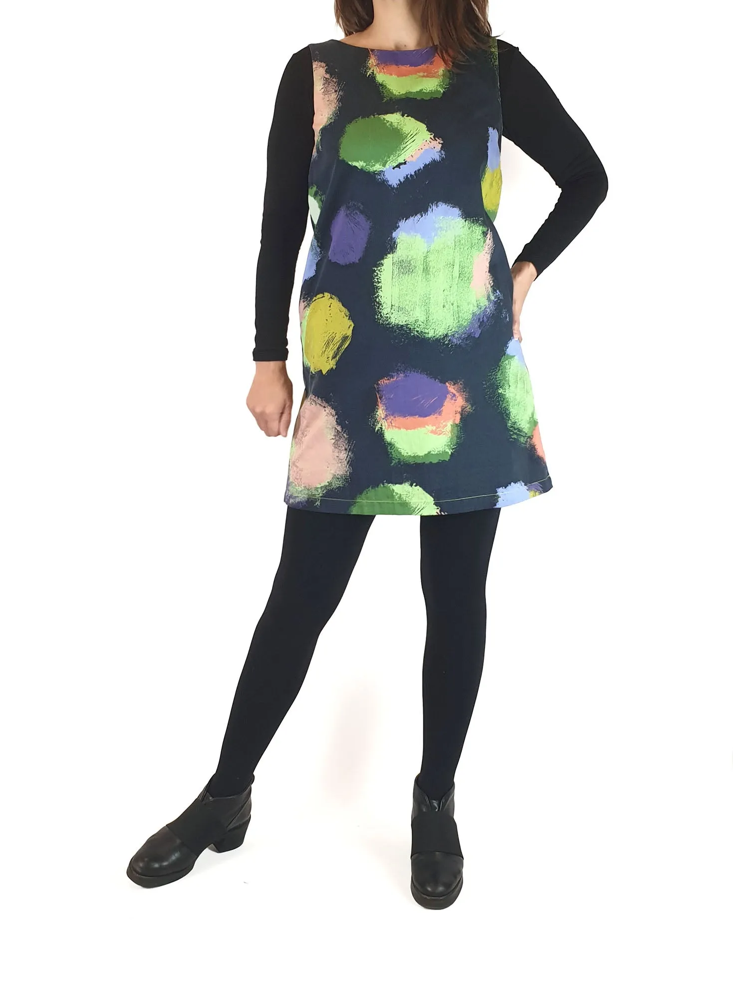 Marimekko colourful splodge print dress size 34 (best fits AU8)
