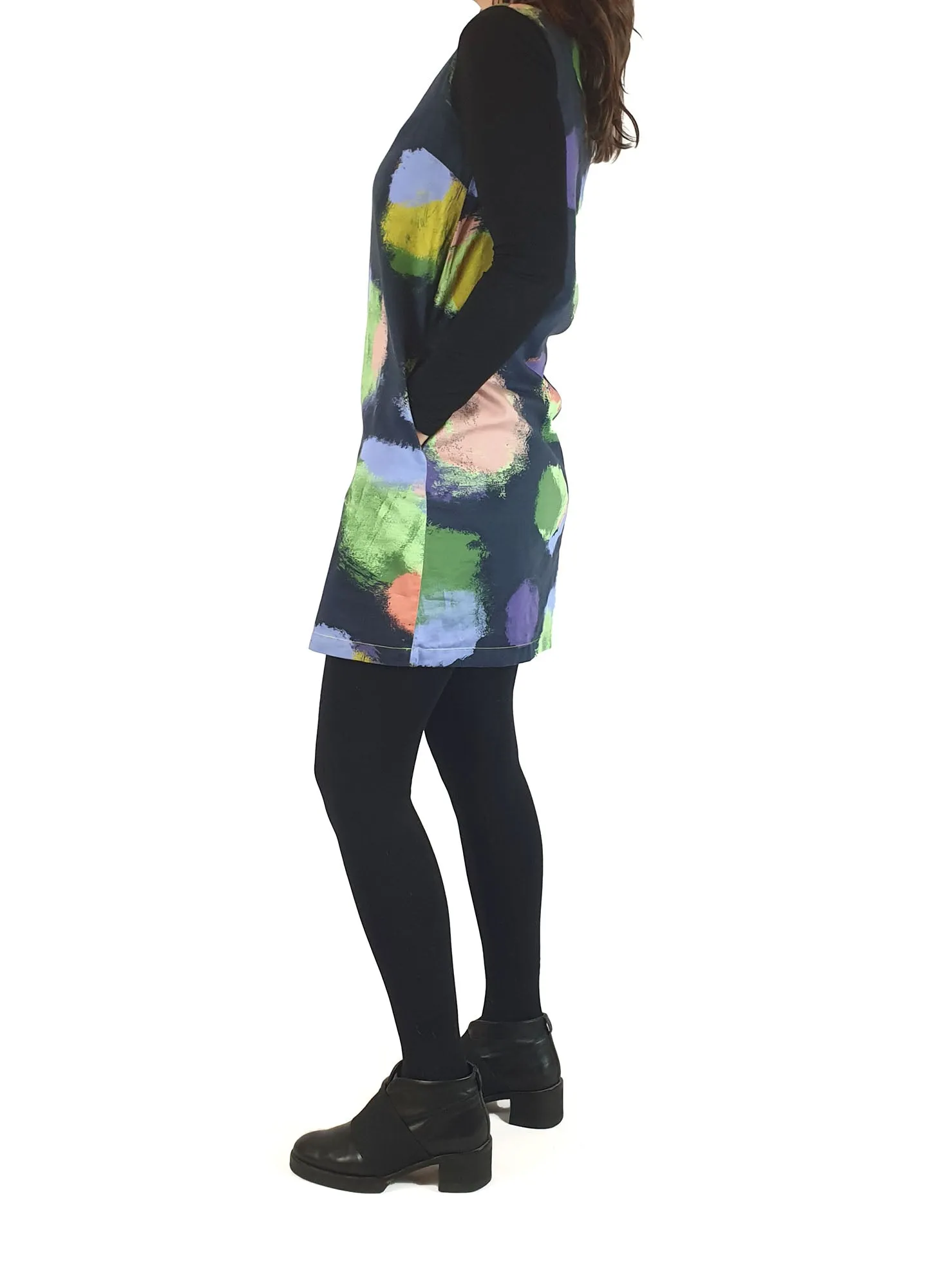 Marimekko colourful splodge print dress size 34 (best fits AU8)
