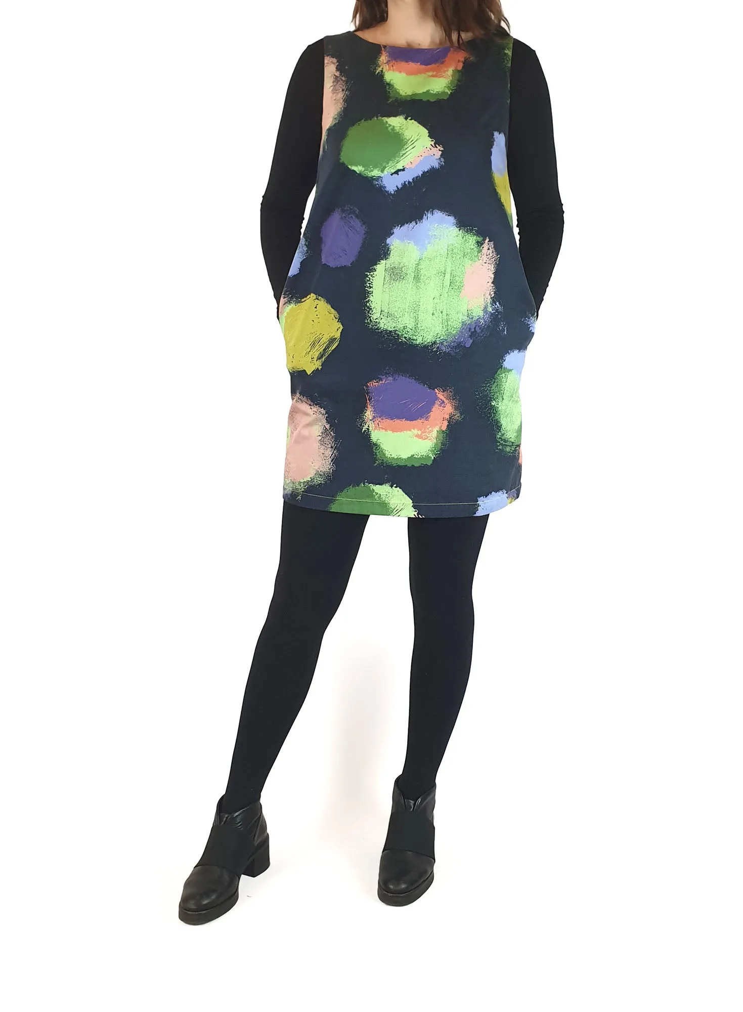 Marimekko colourful splodge print dress size 34 (best fits AU8)