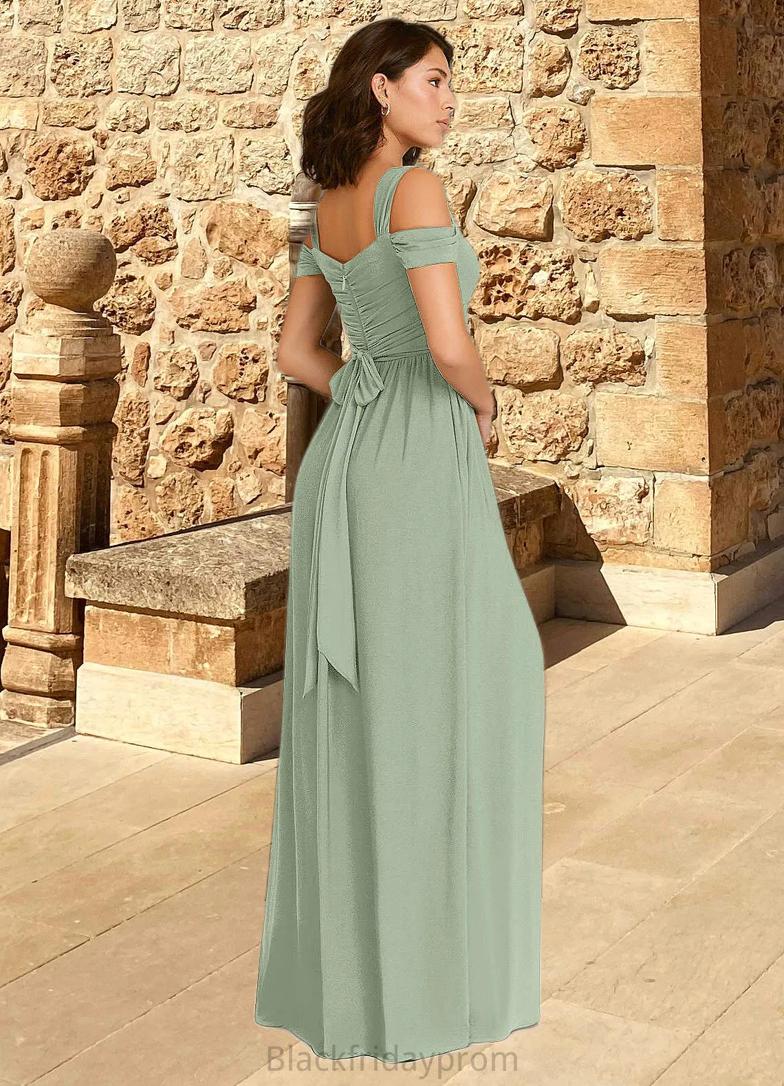 Maryjane A-Line Pleated Luxe Knit Floor-Length Dress Agave BF2P0022742