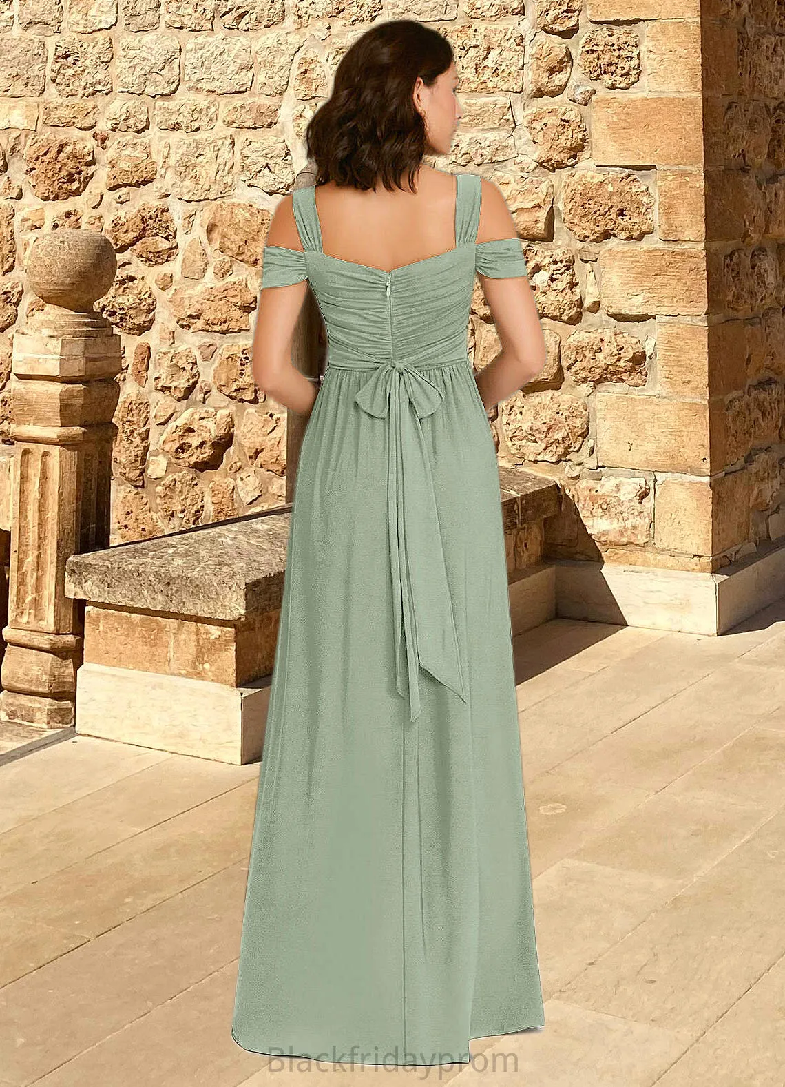 Maryjane A-Line Pleated Luxe Knit Floor-Length Dress Agave BF2P0022742