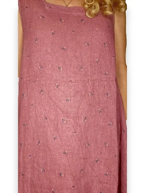 MAXI TANK DRESS LINEN MARY LOU  DARK BERRY