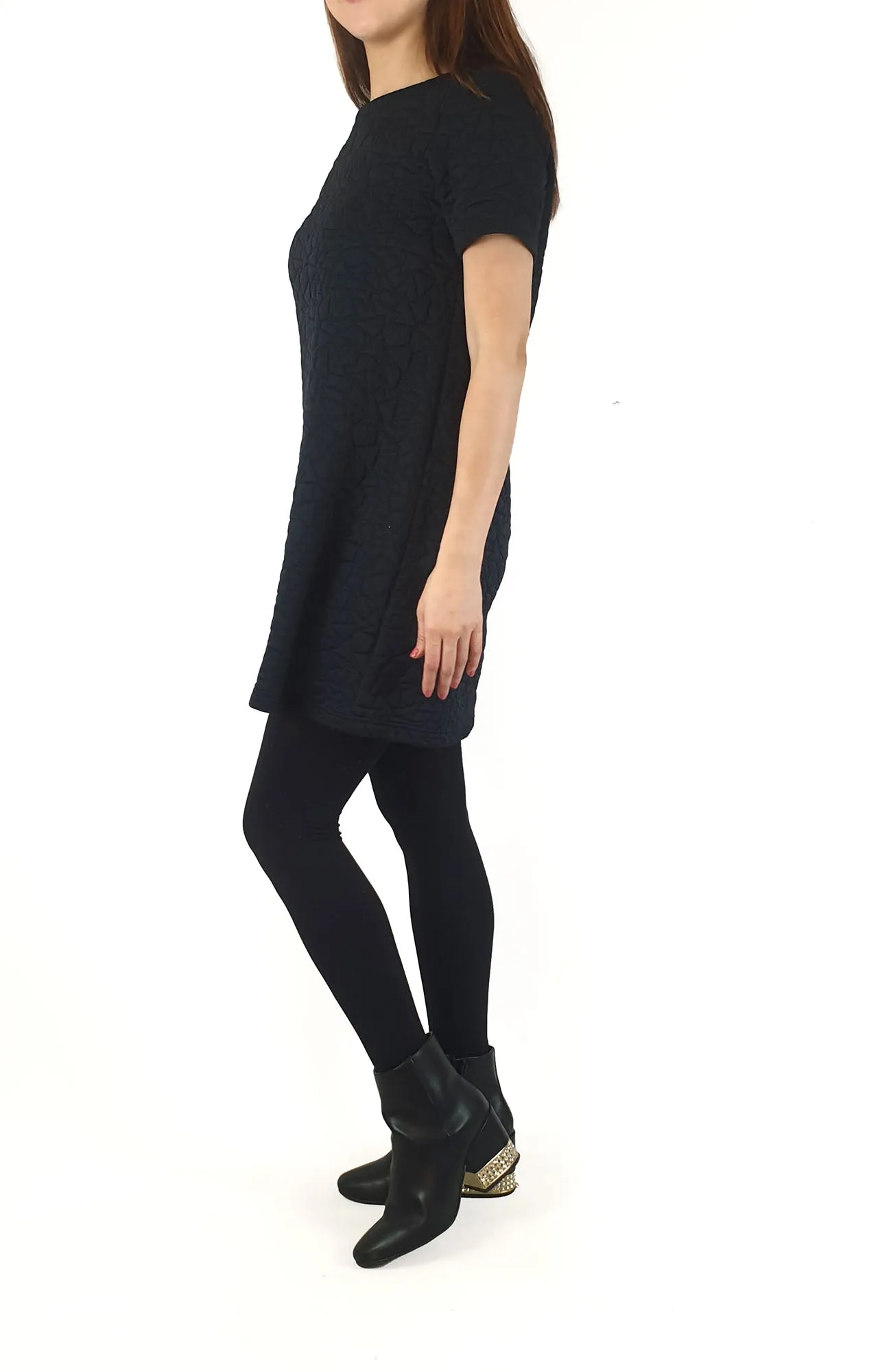 Metalicus black quilted dress fits size 10