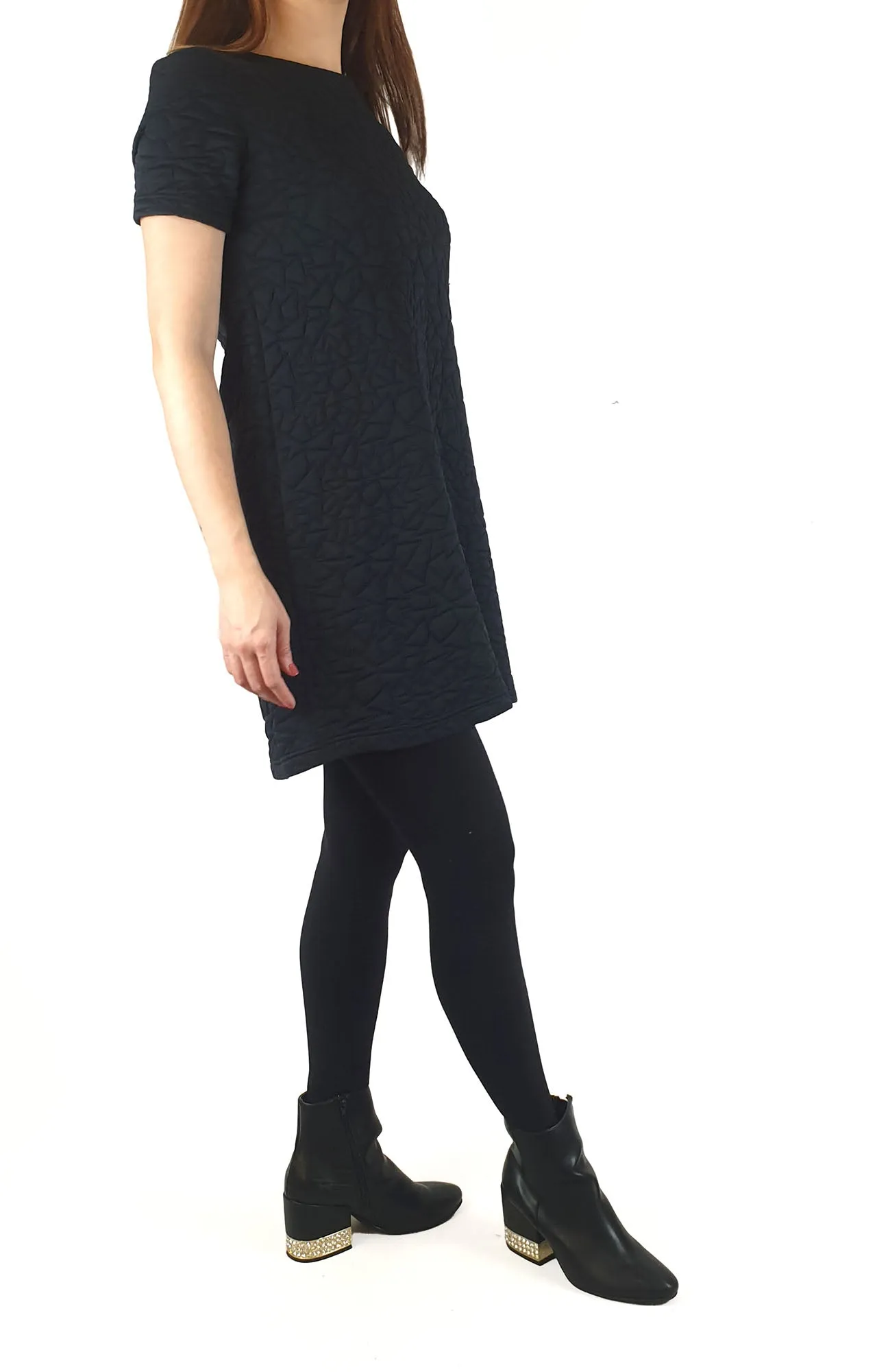 Metalicus black quilted dress fits size 10