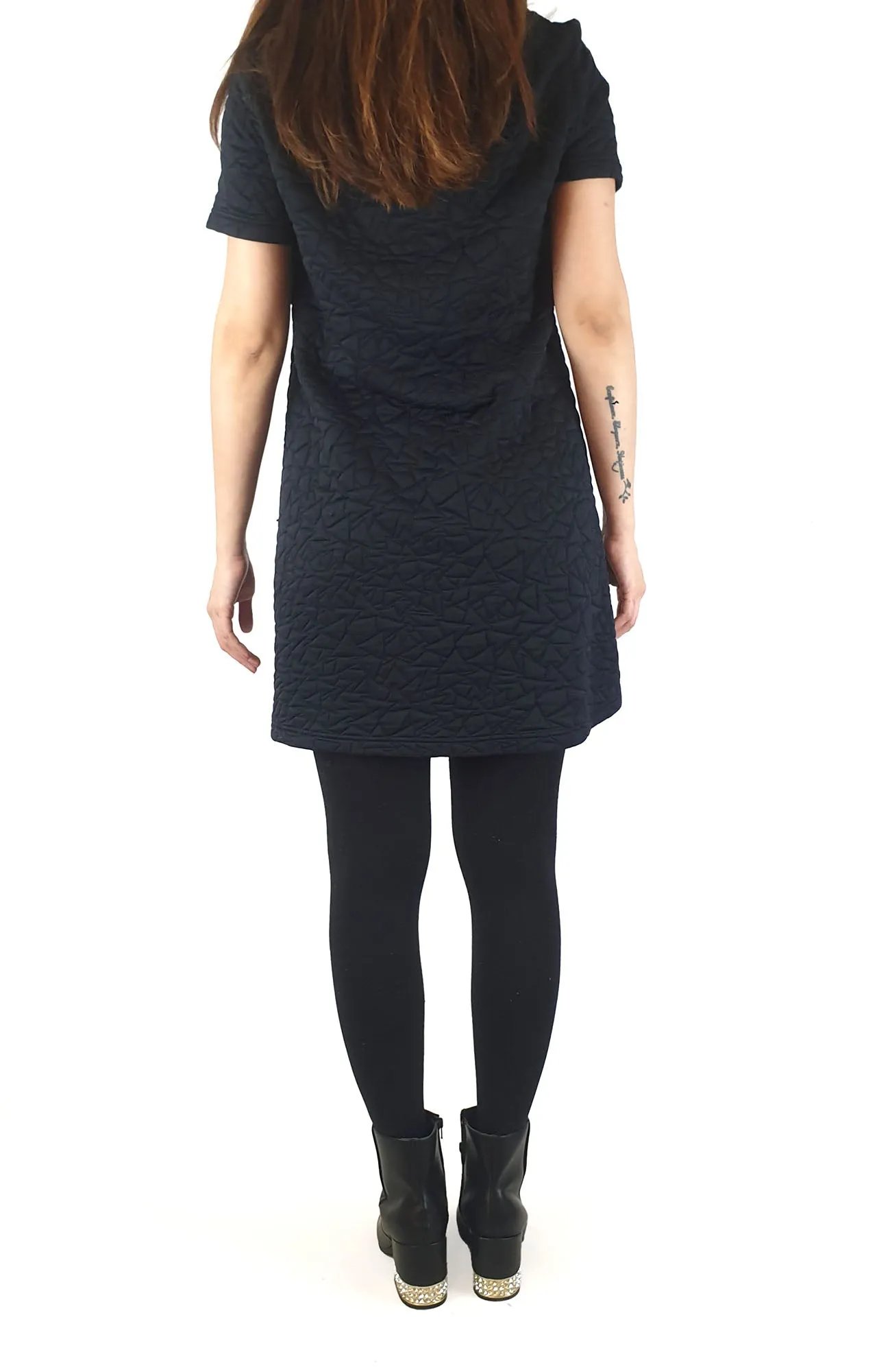 Metalicus black quilted dress fits size 10