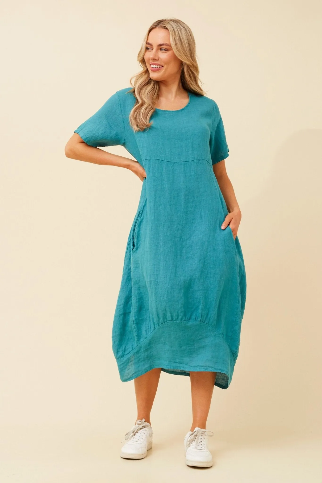 MID SLEEVE MAXI DRESS TEAL