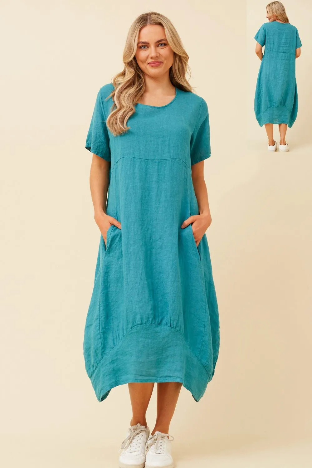 MID SLEEVE MAXI DRESS TEAL
