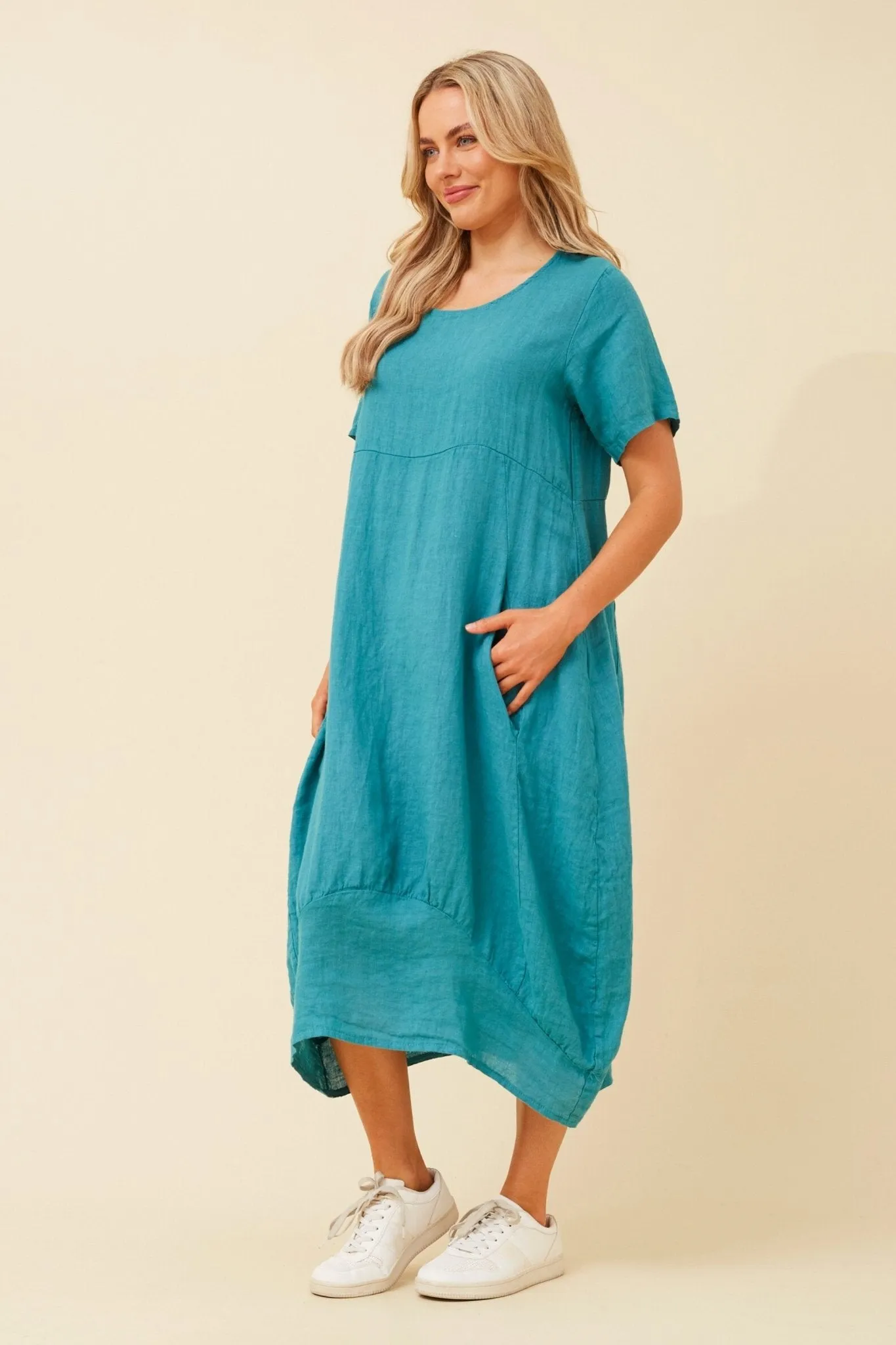 MID SLEEVE MAXI DRESS TEAL