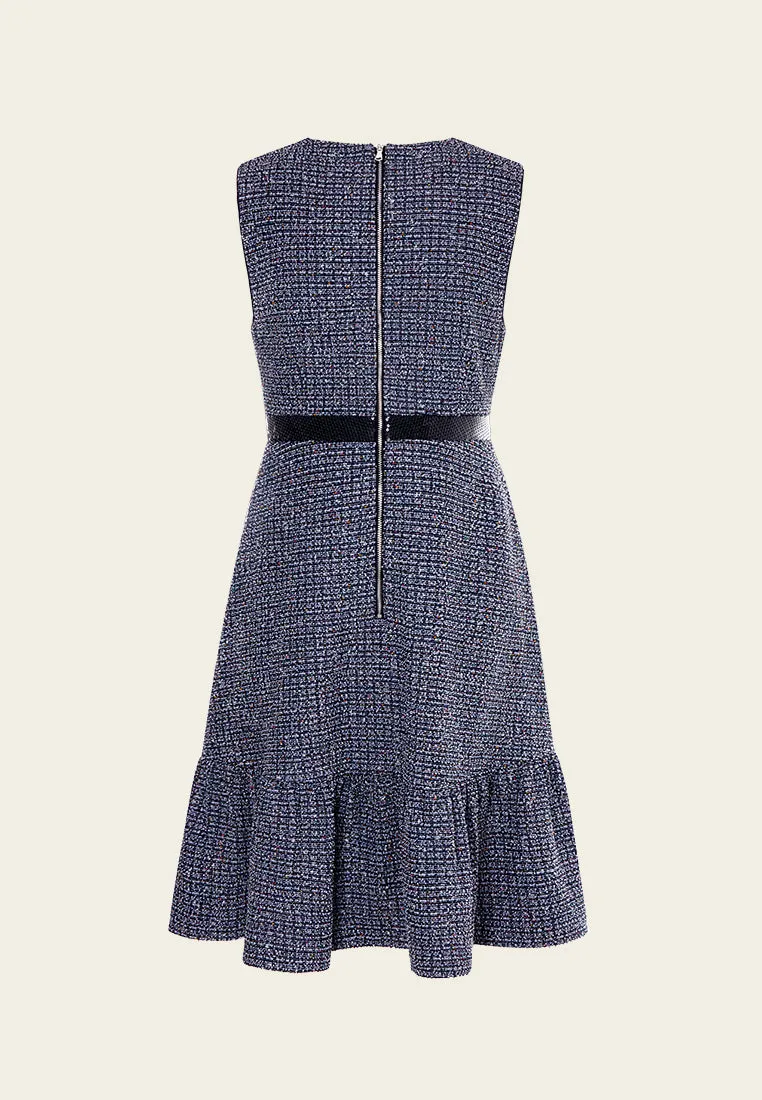 Midnight Blue Sleeveless Tweed Dress