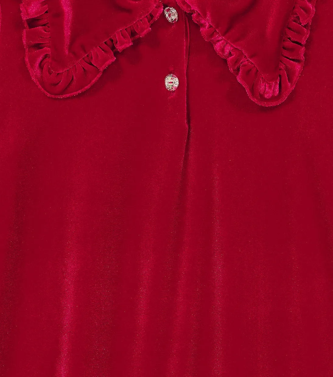 Monnalisa velvet dress with ruffles, red