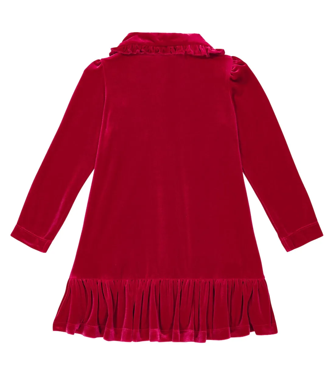 Monnalisa velvet dress with ruffles, red