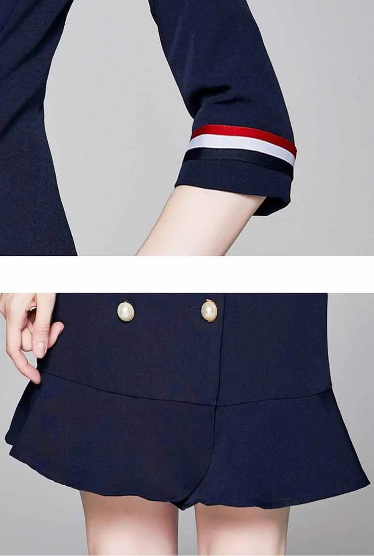 Navy Blue Fishtail Mini Shirt Dress