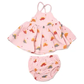 oh baby! Gauze Party Dress - Stegosaurus Party - Pale Pink