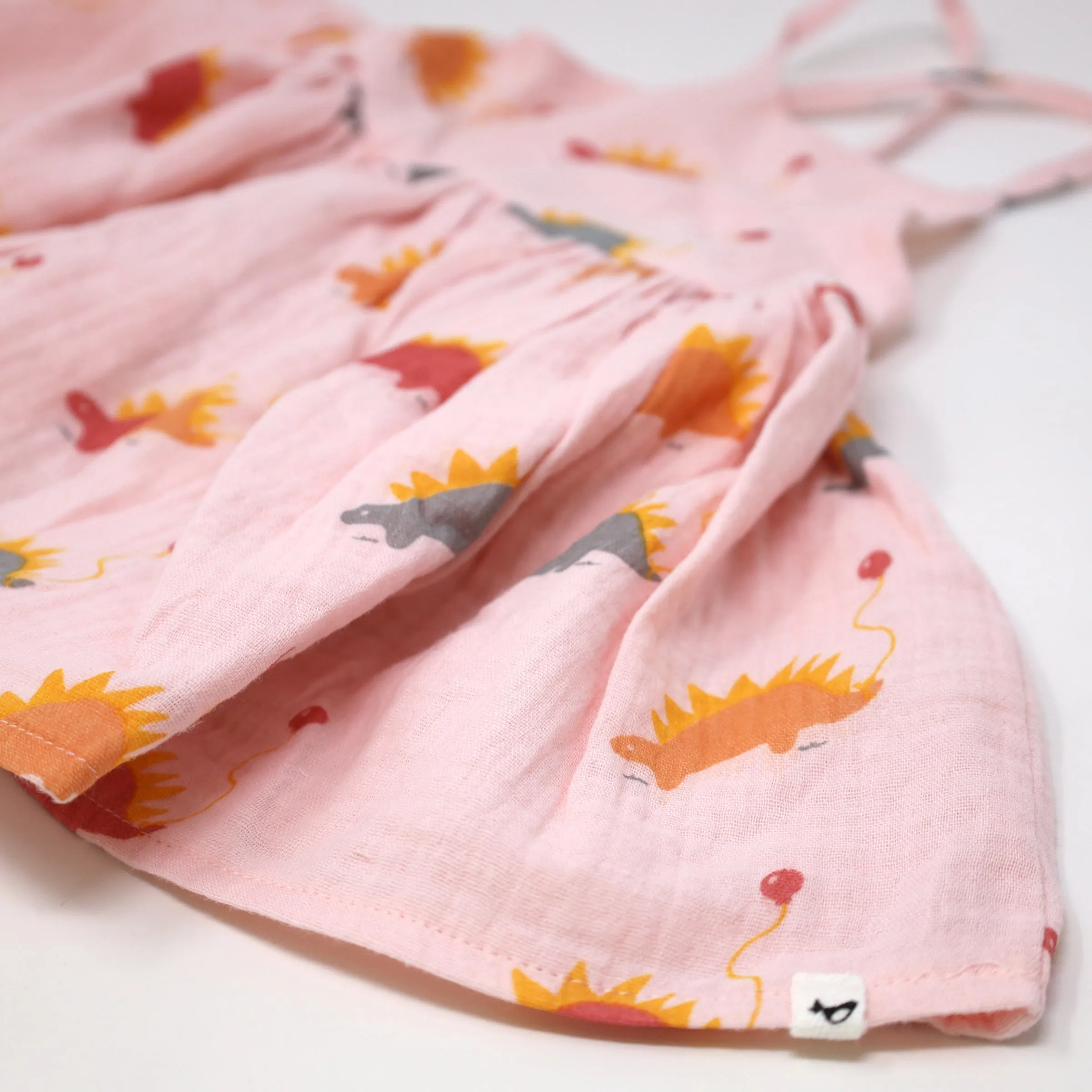oh baby! Gauze Party Dress - Stegosaurus Party - Pale Pink