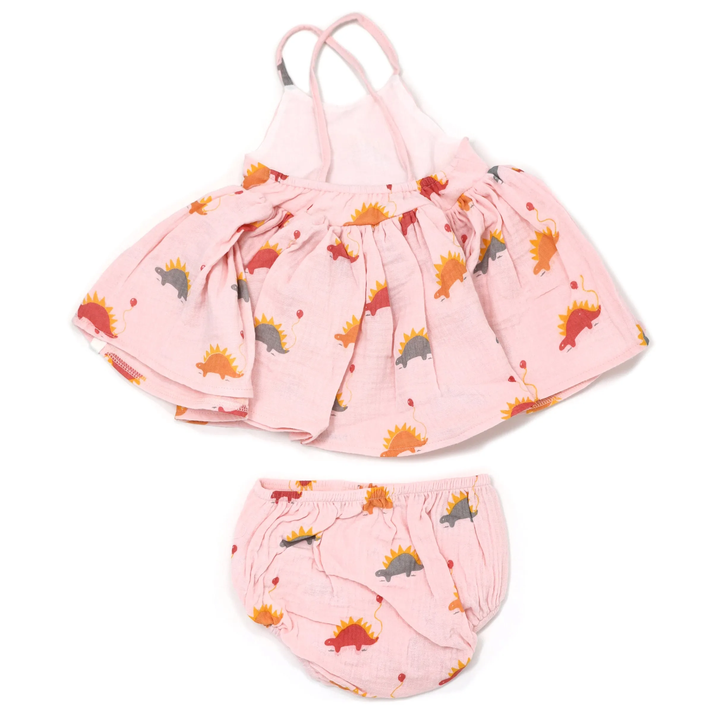 oh baby! Gauze Party Dress - Stegosaurus Party - Pale Pink