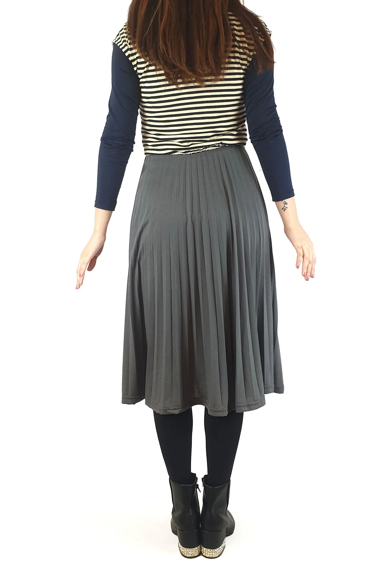 ORN striped and grey pleated dress fits size 10