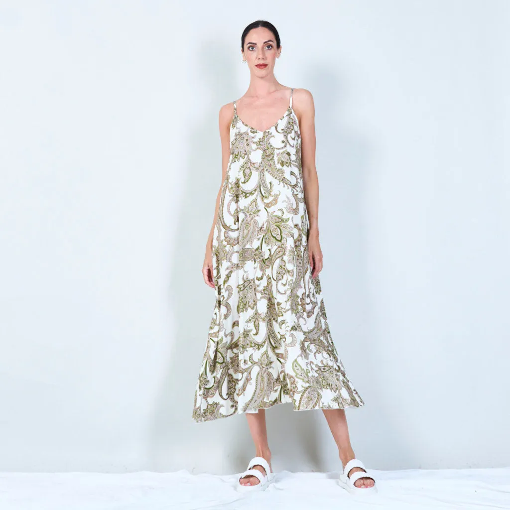 Paisley print spaghetti strap dress wholesale