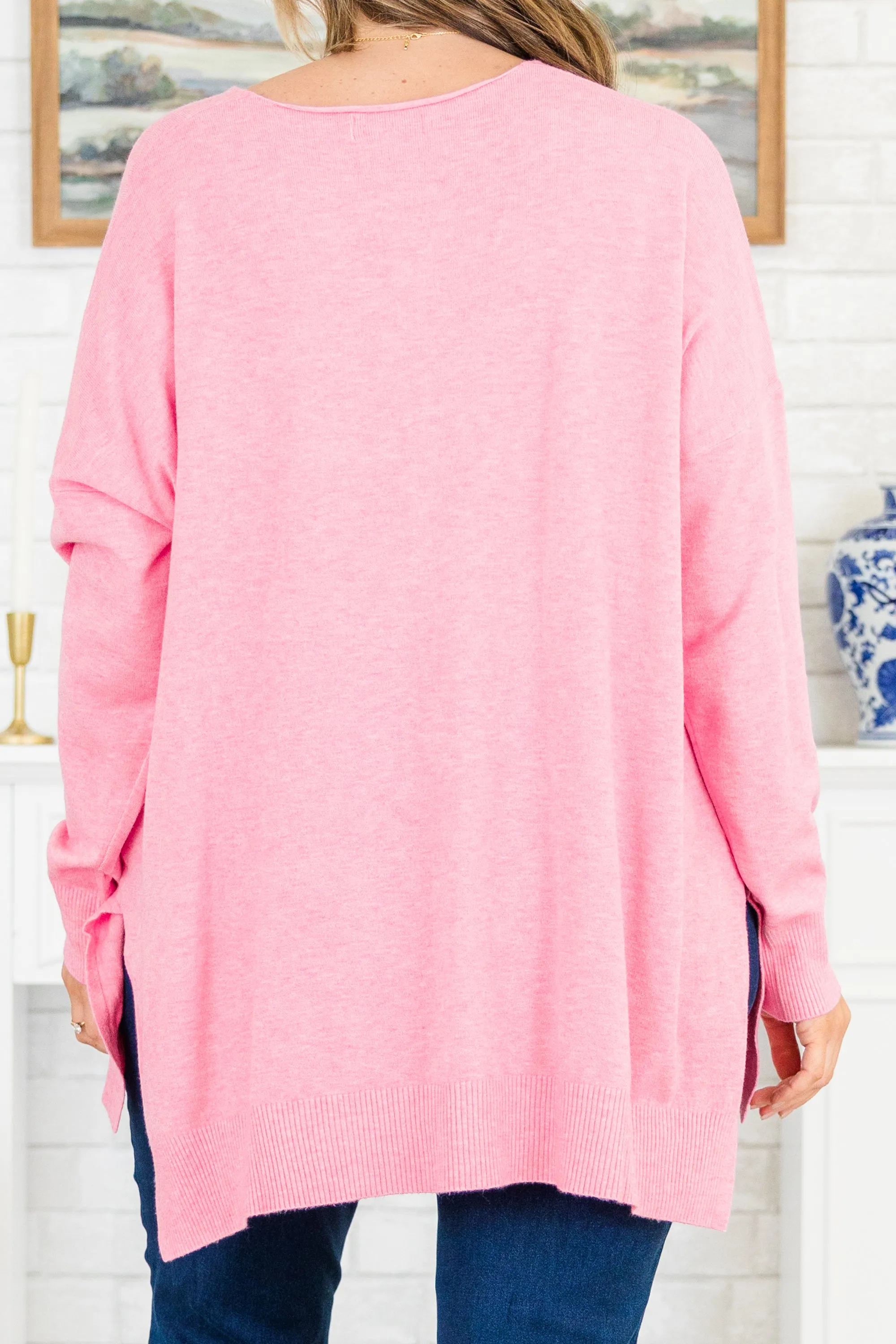 Perfect For Outside Sweater, Heather Candy Pink