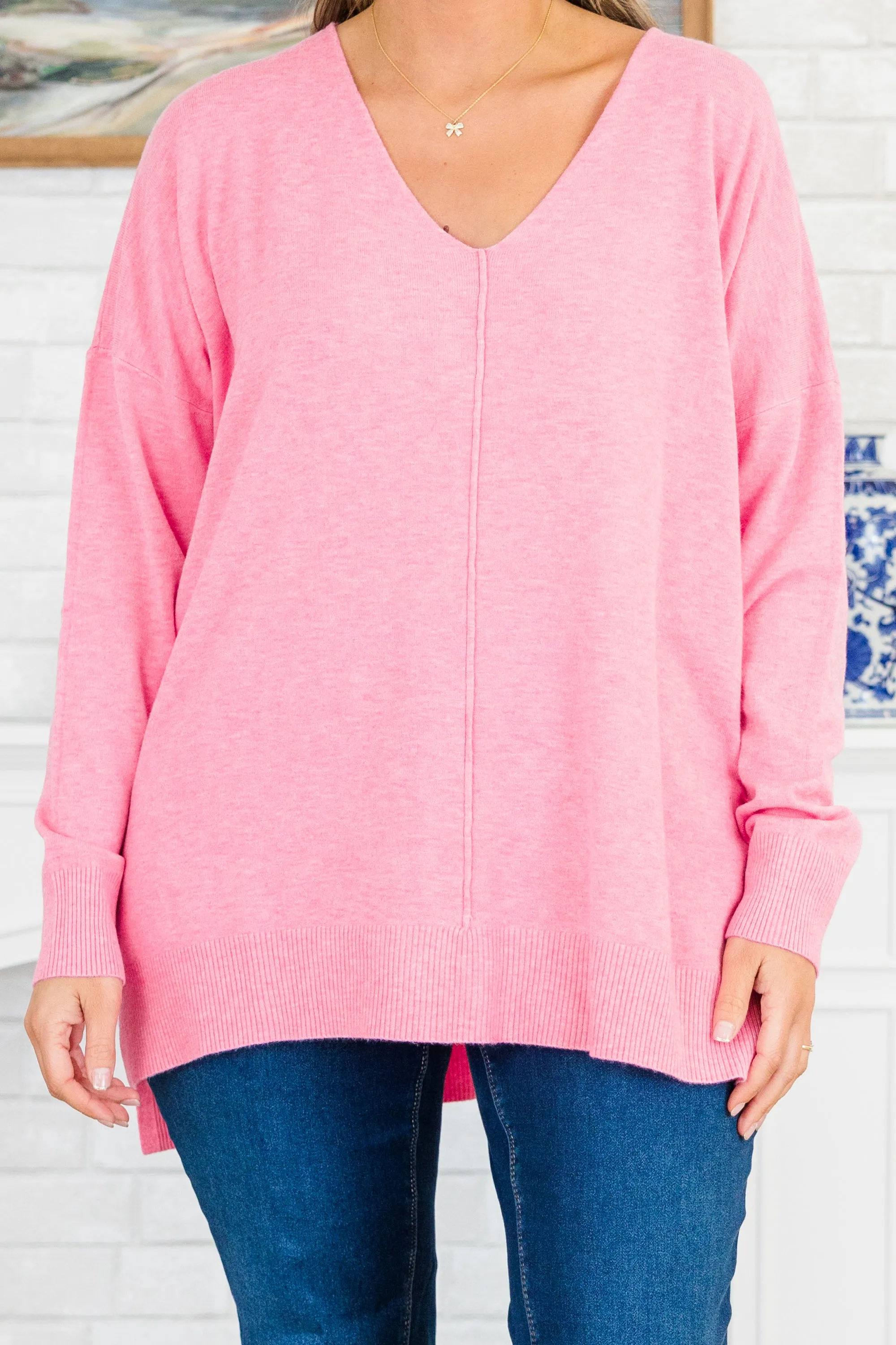 Perfect For Outside Sweater, Heather Candy Pink