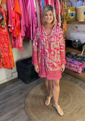 Pink and gold short dress