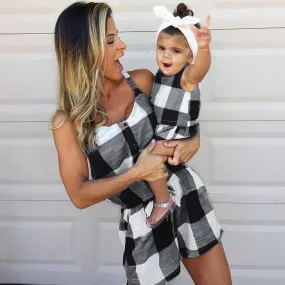 Plaid Print Sleeveless Matching Jumpsuit in Gery