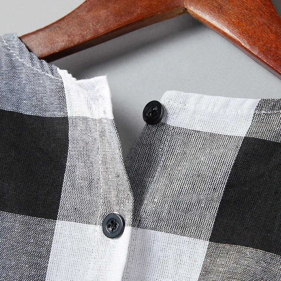 Plaid Print Sleeveless Matching Jumpsuit in Gery