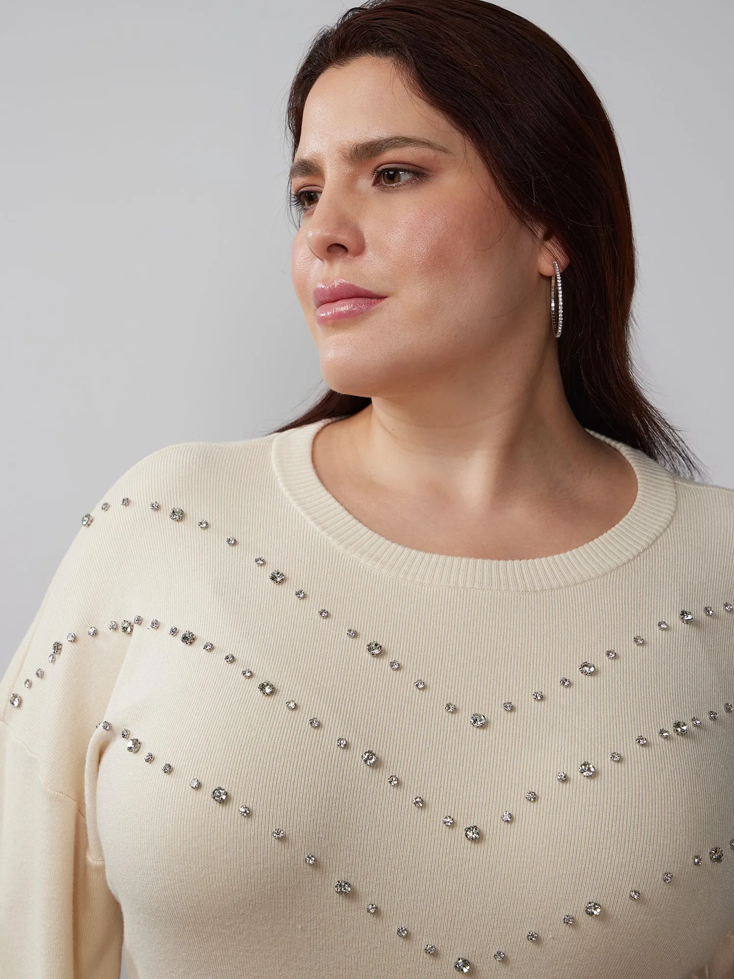 Plus Embellished A-Line Sweater Dress