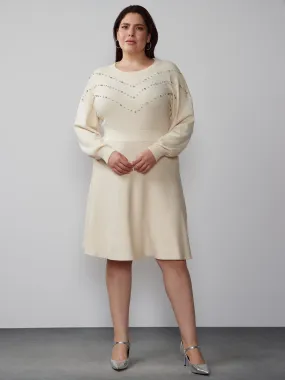 Plus Embellished A-Line Sweater Dress