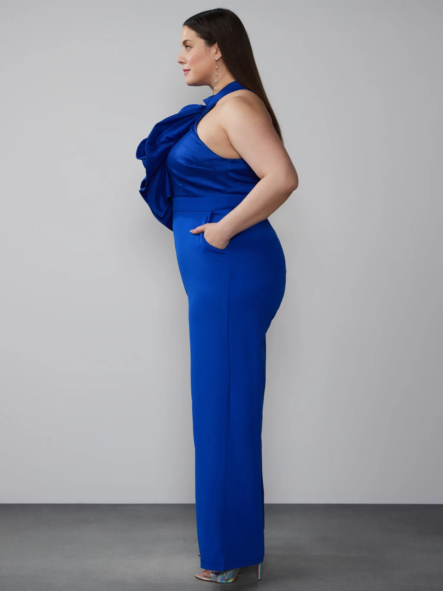 Plus Halter Rosette Top Jumpsuit