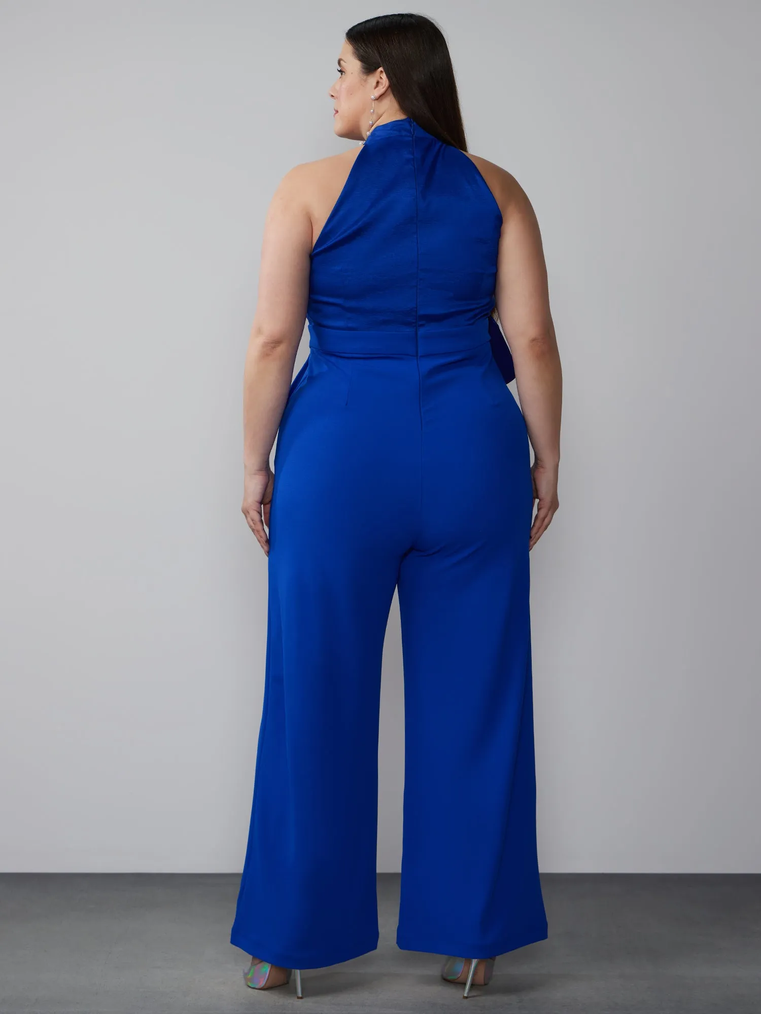 Plus Halter Rosette Top Jumpsuit