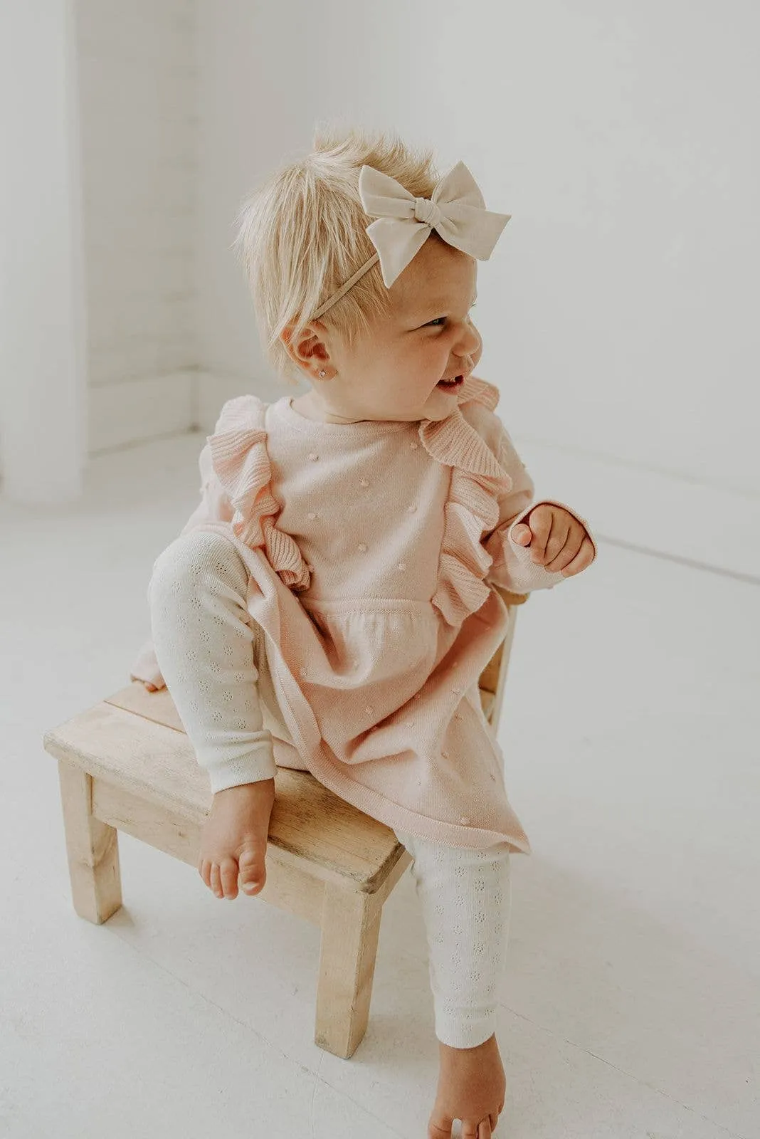 Pointelle Knit Baby Leggings Pants (Organic Cotton): Natural