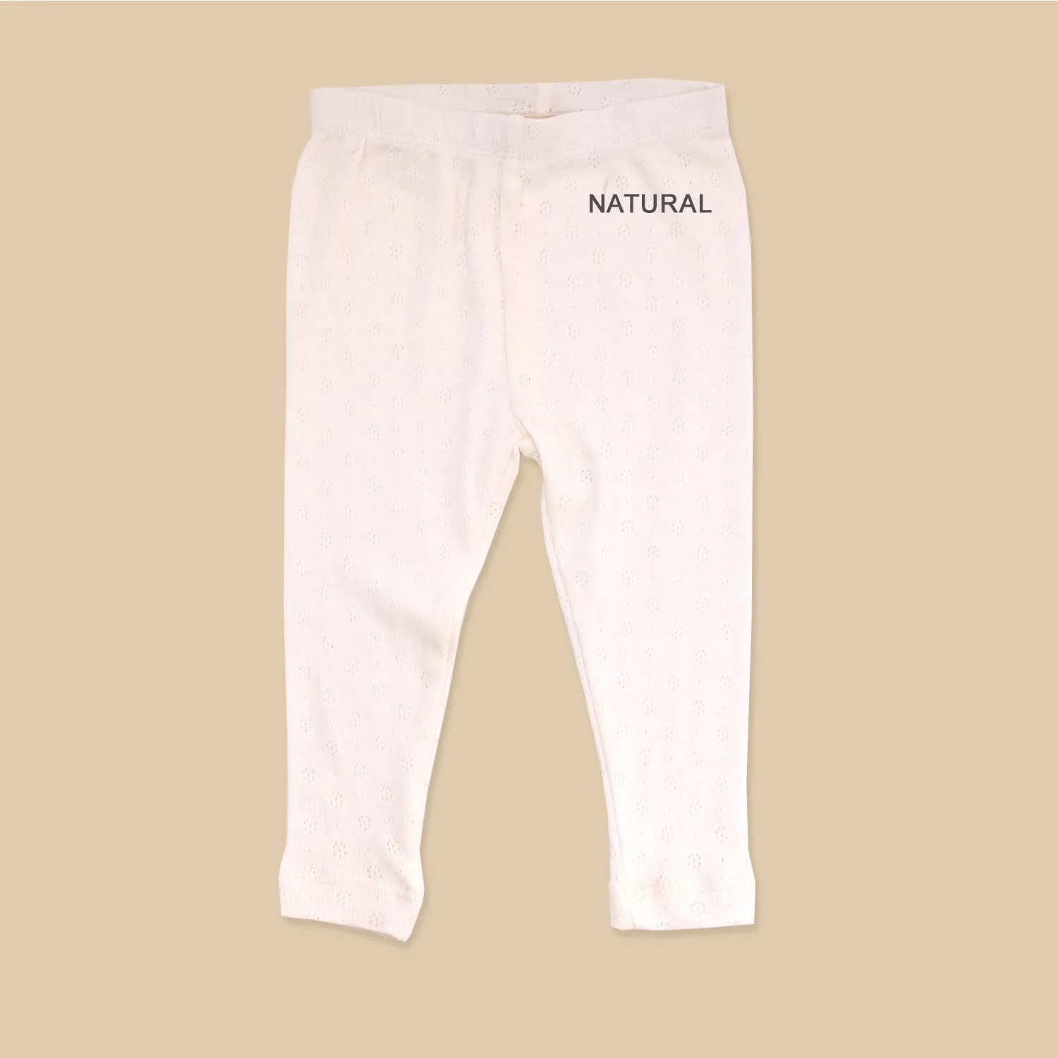 Pointelle Knit Baby Leggings Pants (Organic Cotton): Natural