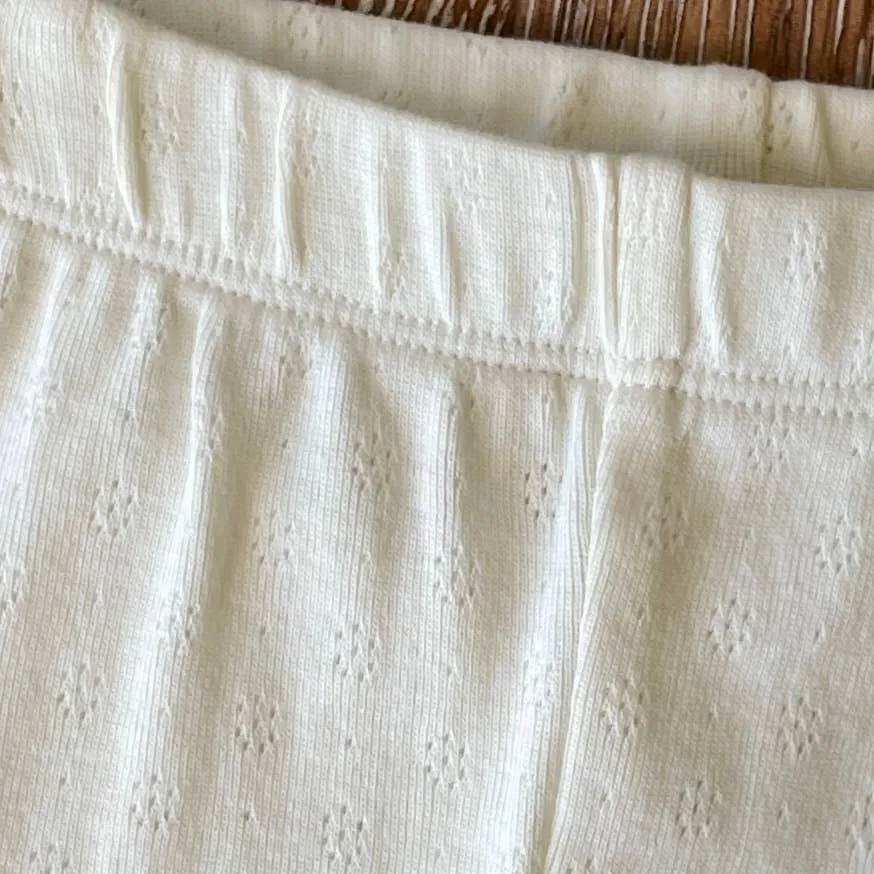 Pointelle Knit Baby Leggings Pants (Organic Cotton): Natural