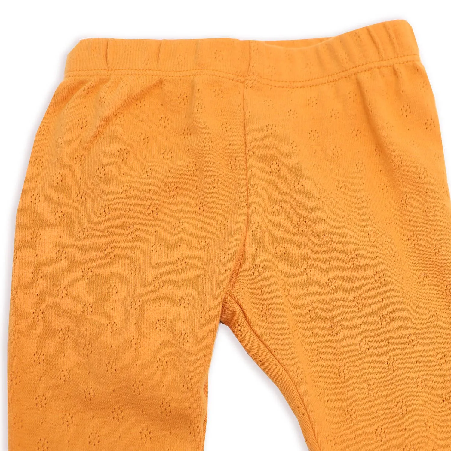Pointelle Knit Baby Leggings Pants (Organic Cotton): Natural
