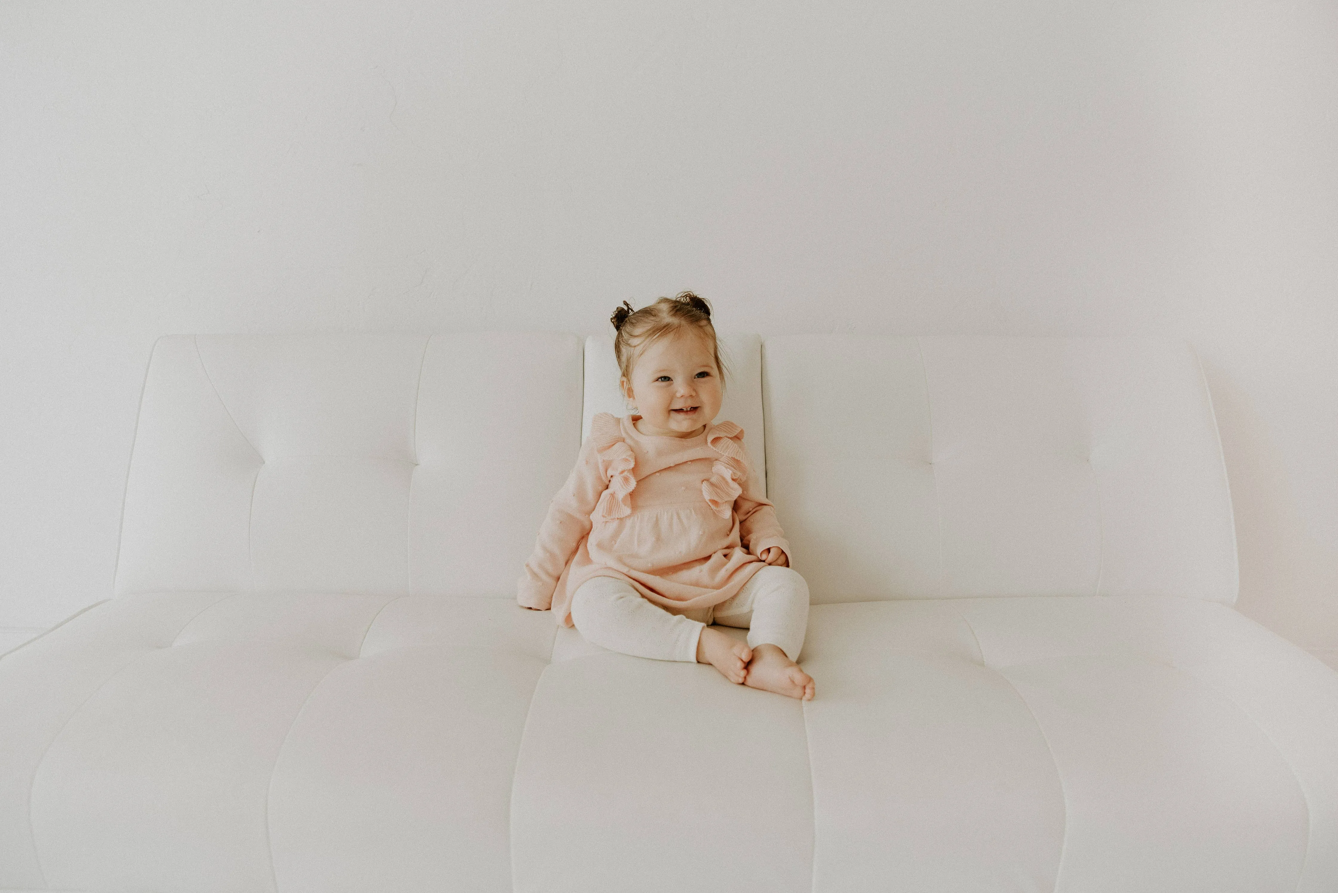 Pointelle Knit Baby Leggings Pants (Organic Cotton): Natural