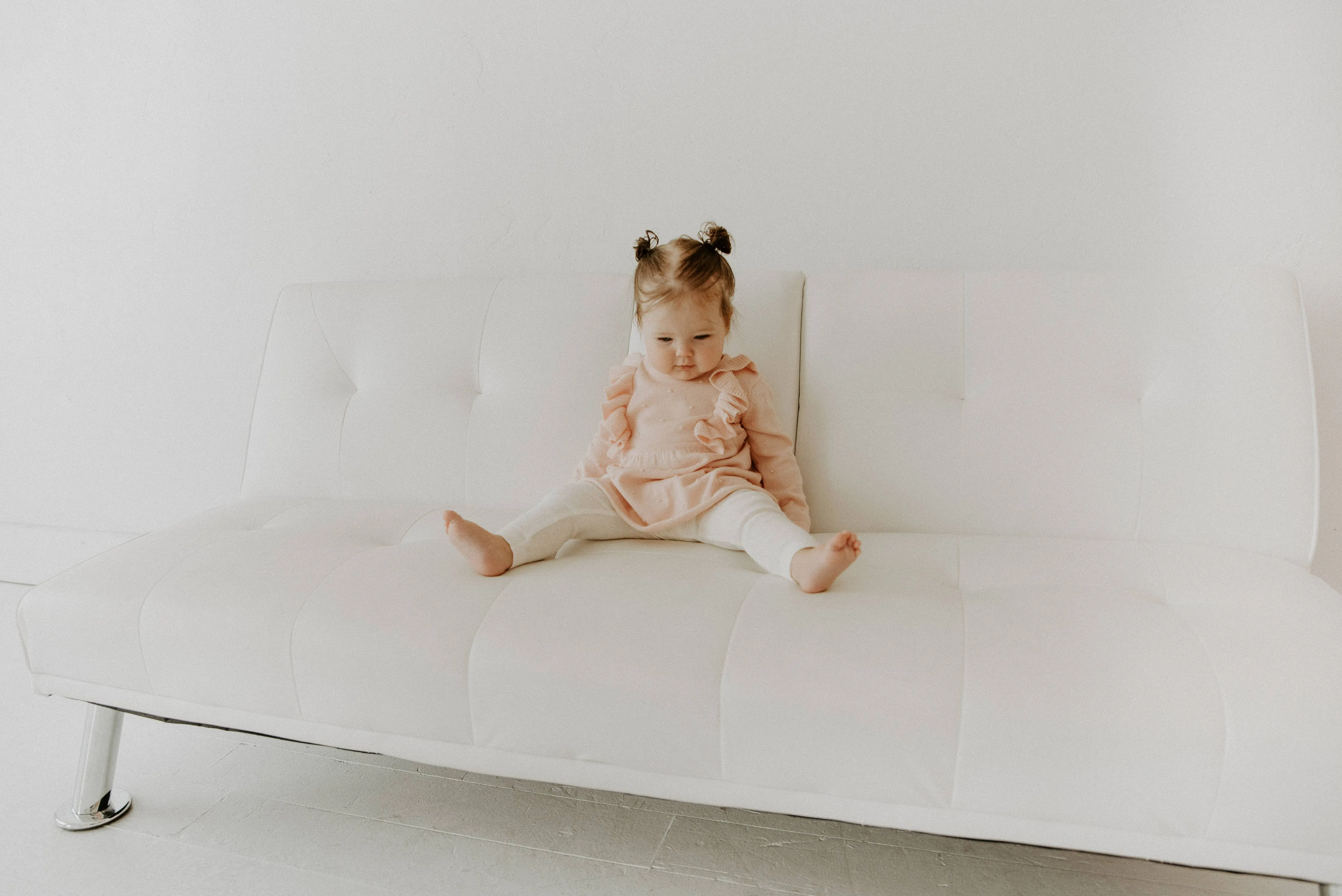 Pointelle Knit Baby Leggings Pants (Organic Cotton): Natural