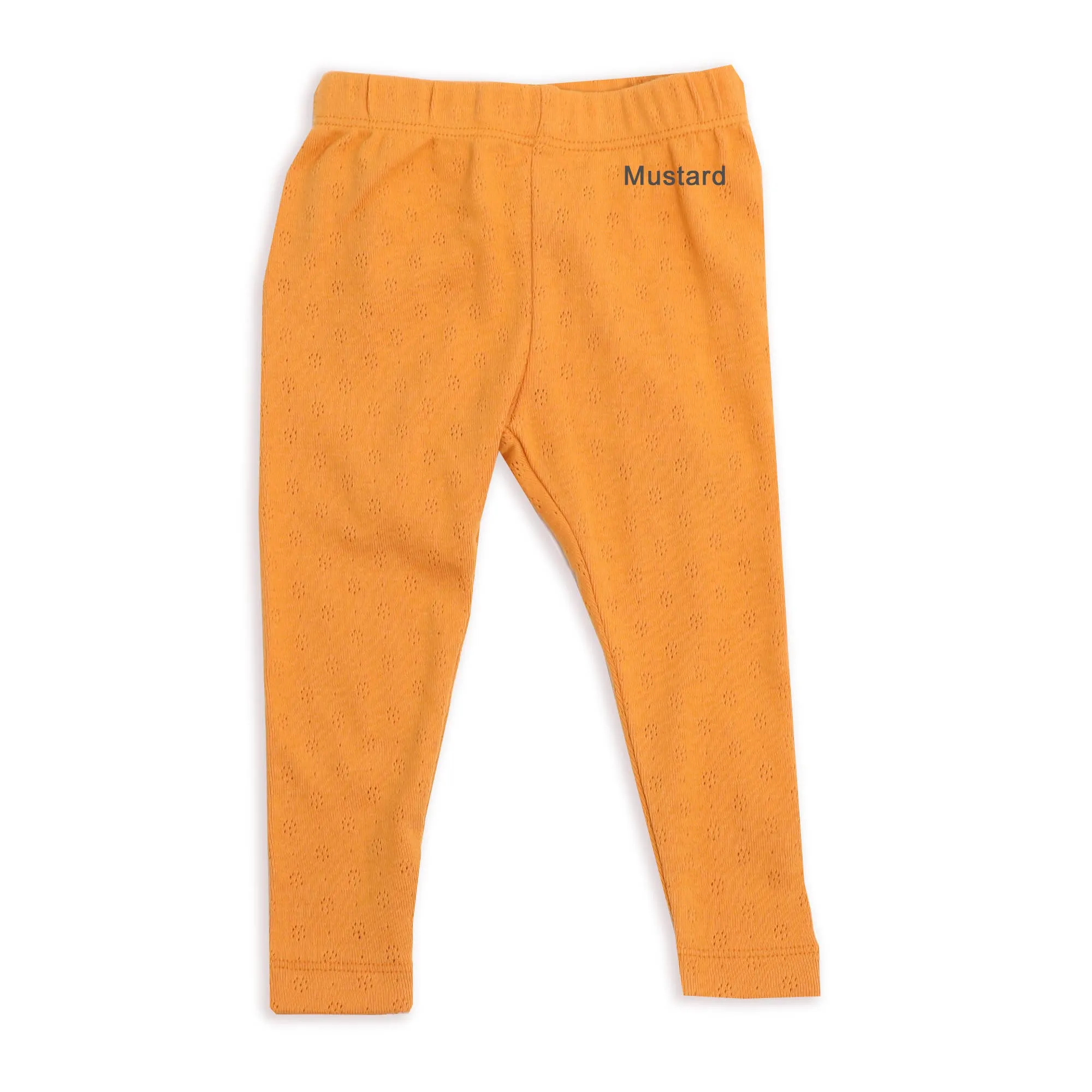 Pointelle Knit Baby Leggings Pants (Organic Cotton): Natural