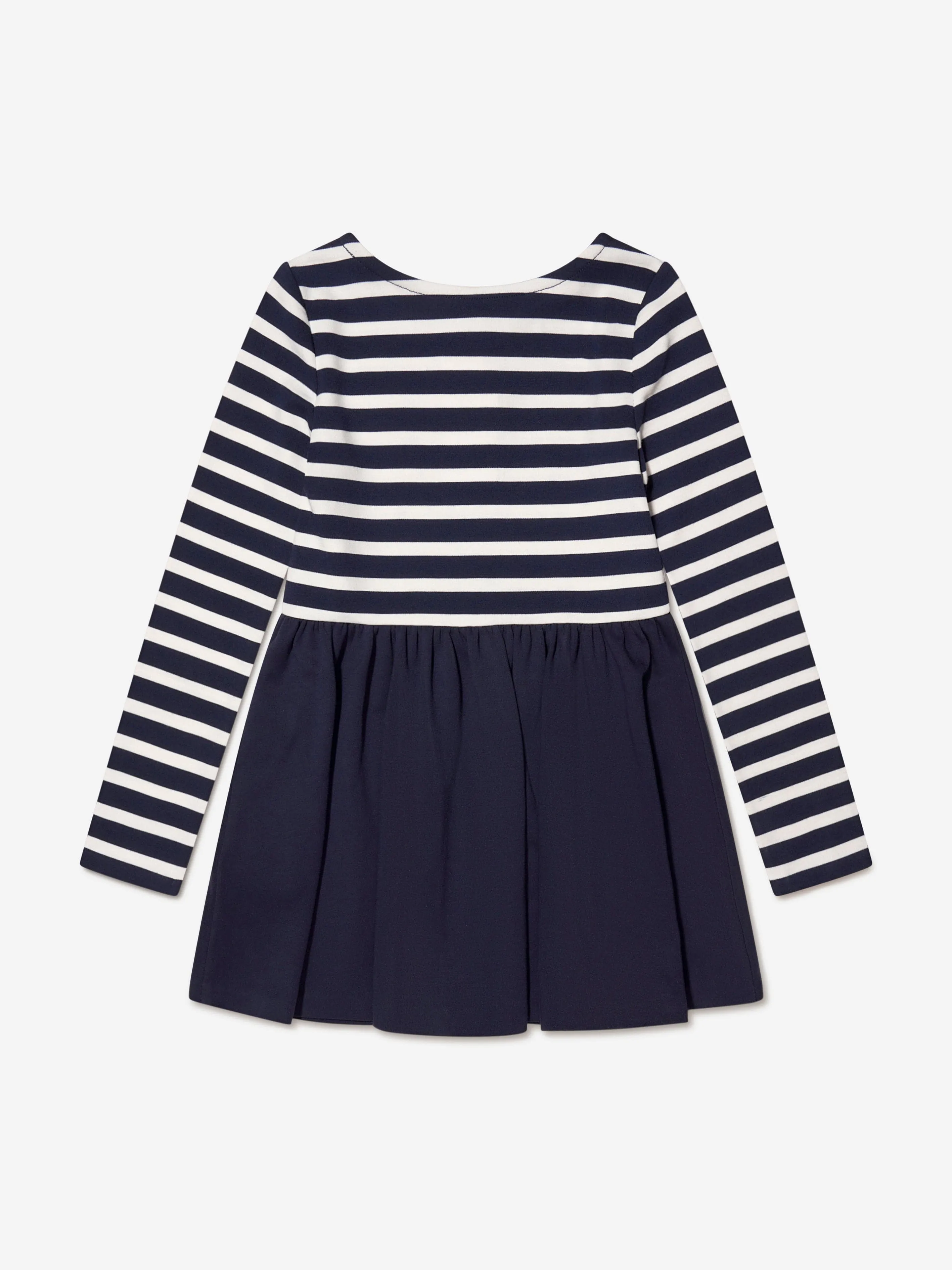 Ralph Lauren Girls Long Sleeve Striped Dress in Navy