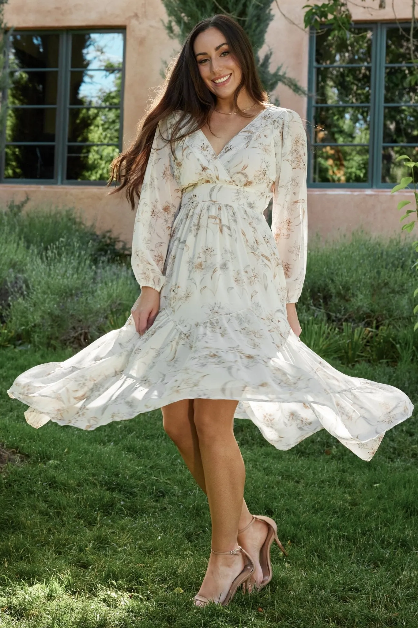 Raven Midi Dress | Off White Floral