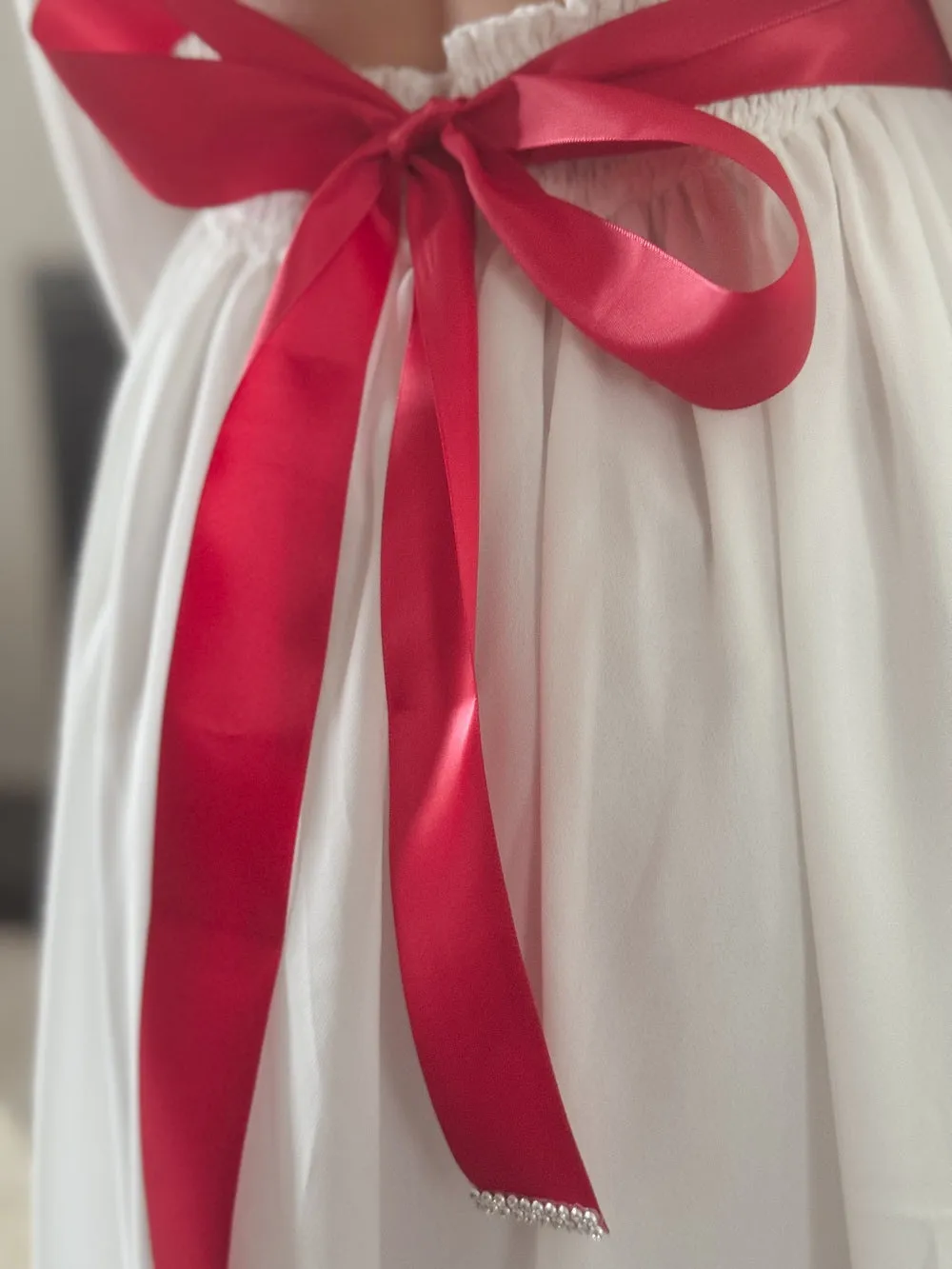 Red Flower Diamante Christmas Sash