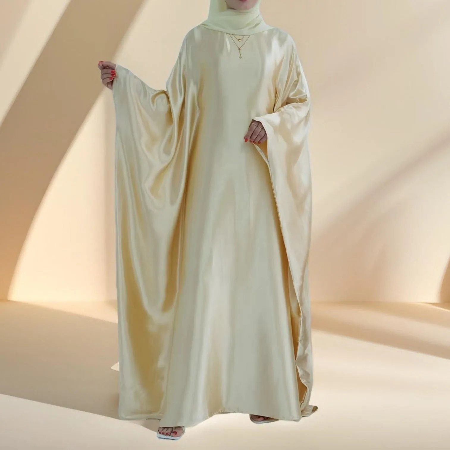 Shams Shimmering Satin Kaftan