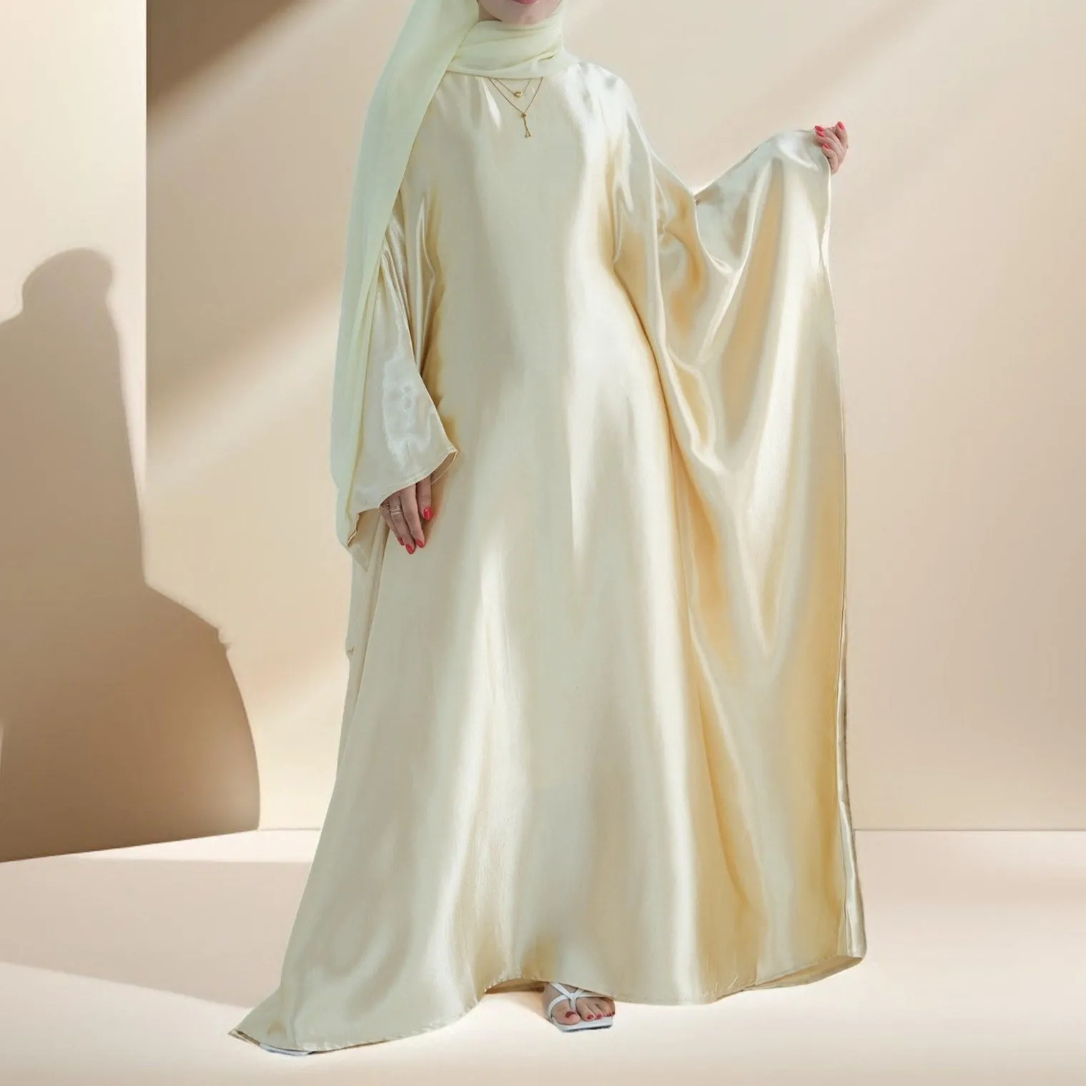 Shams Shimmering Satin Kaftan