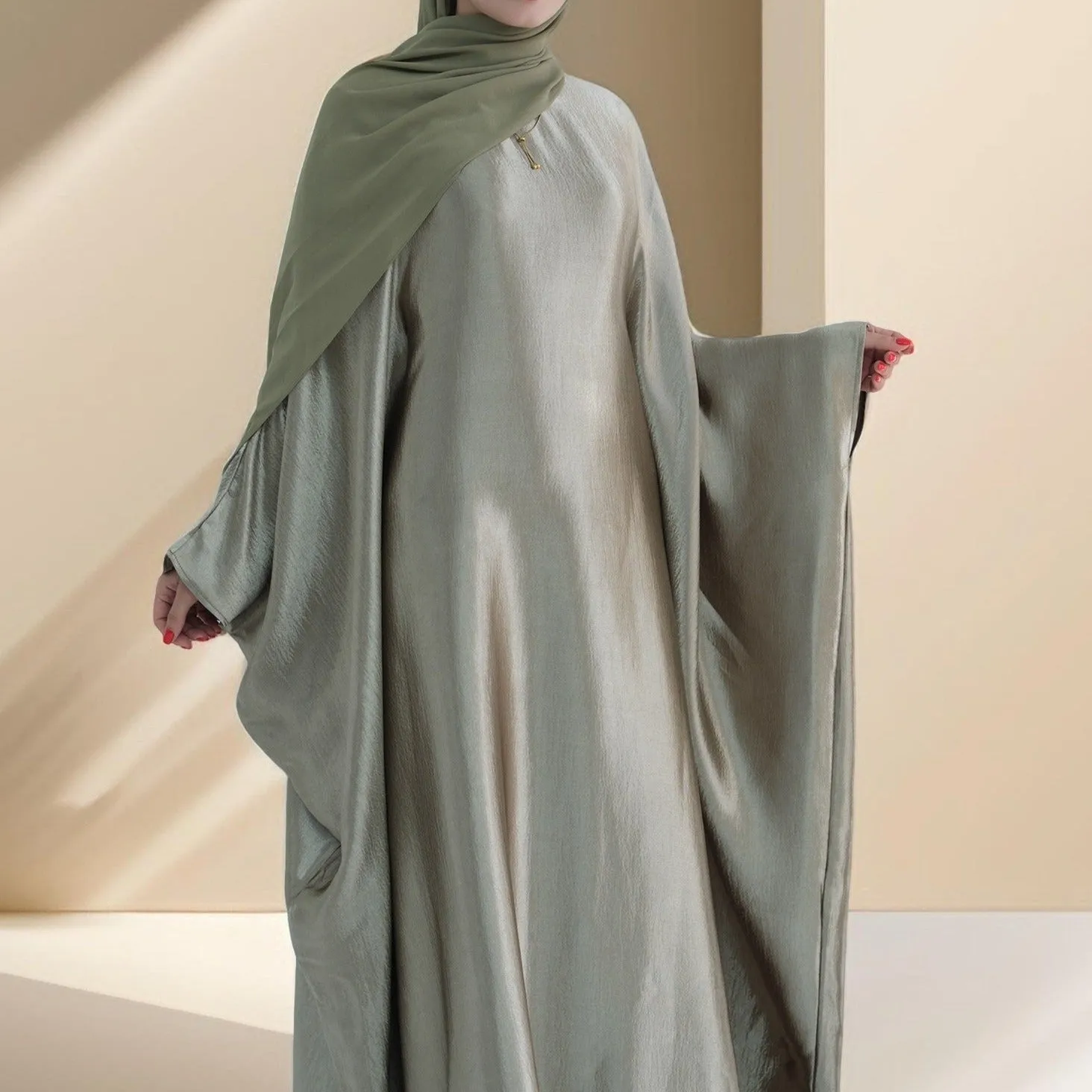 Shams Shimmering Satin Kaftan