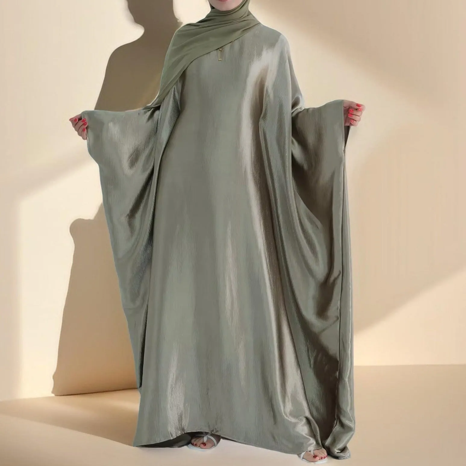 Shams Shimmering Satin Kaftan