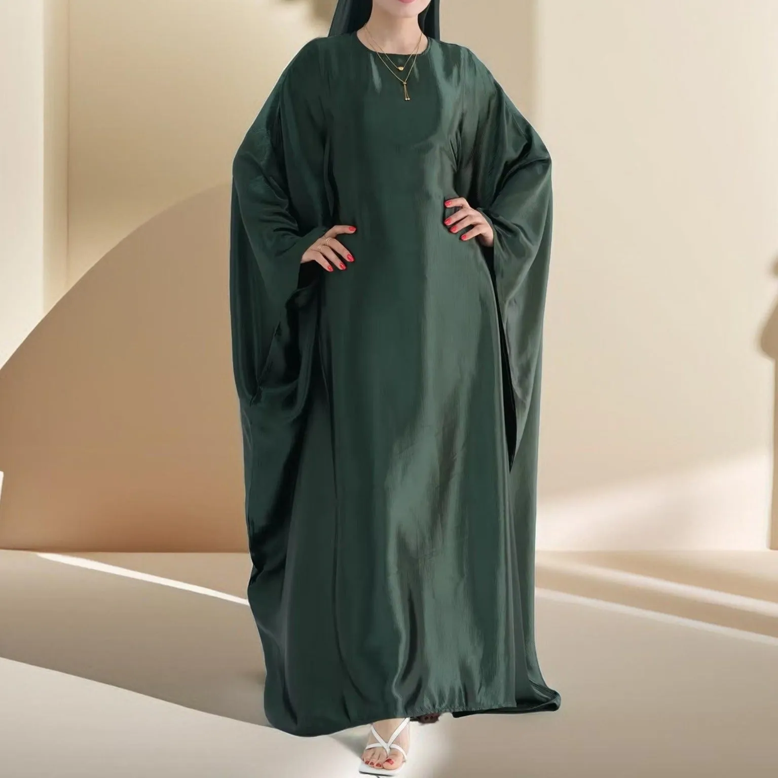 Shams Shimmering Satin Kaftan