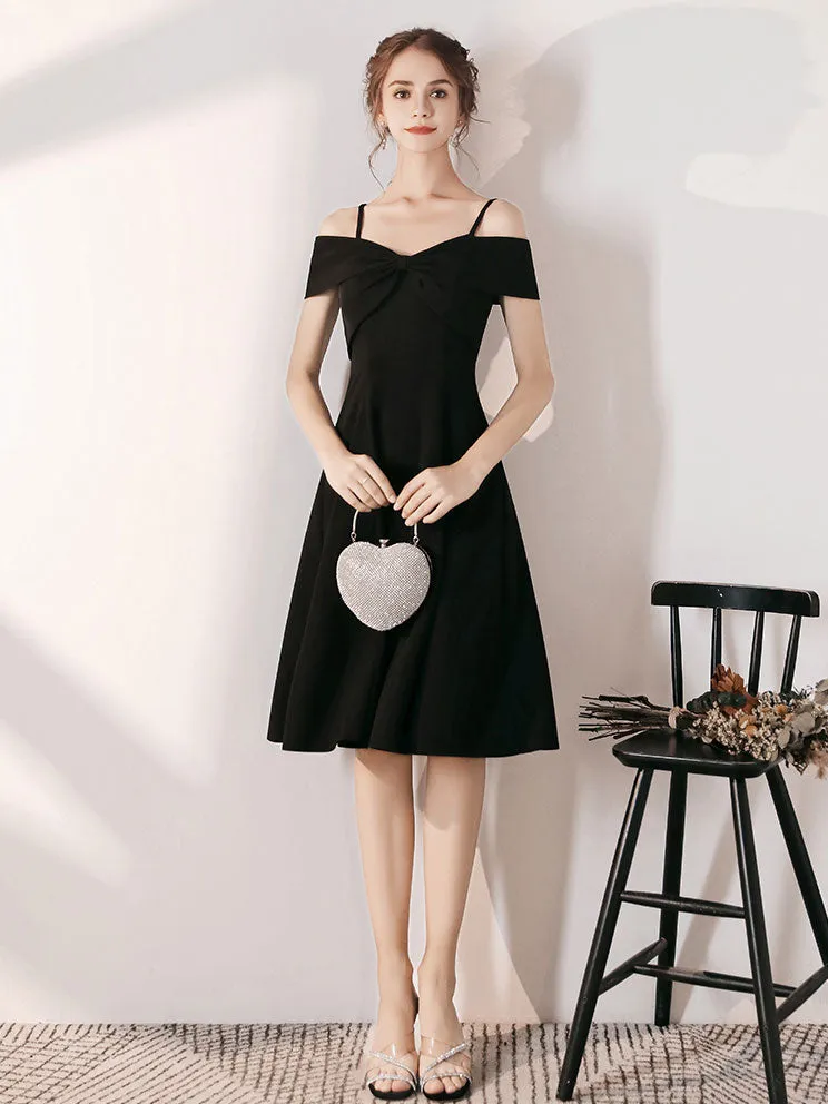 Simple Black Off Shoulder Short Prom Dress, Black Homecoming Dress