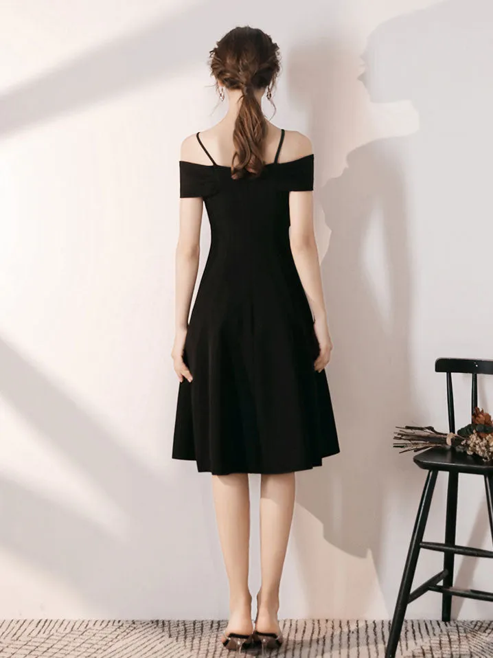 Simple Black Off Shoulder Short Prom Dress, Black Homecoming Dress
