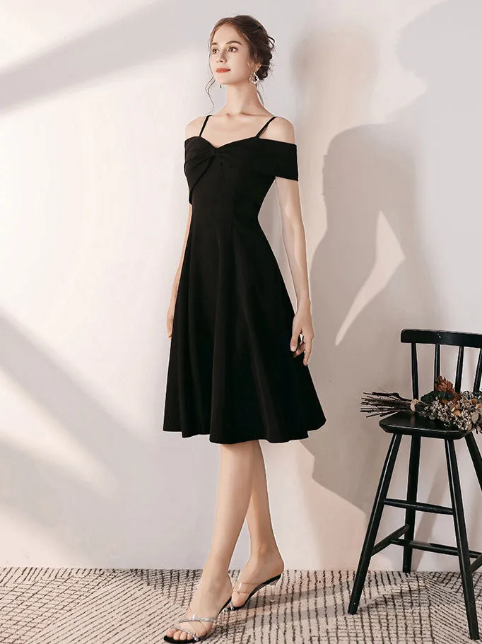 Simple Black Off Shoulder Short Prom Dress, Black Homecoming Dress