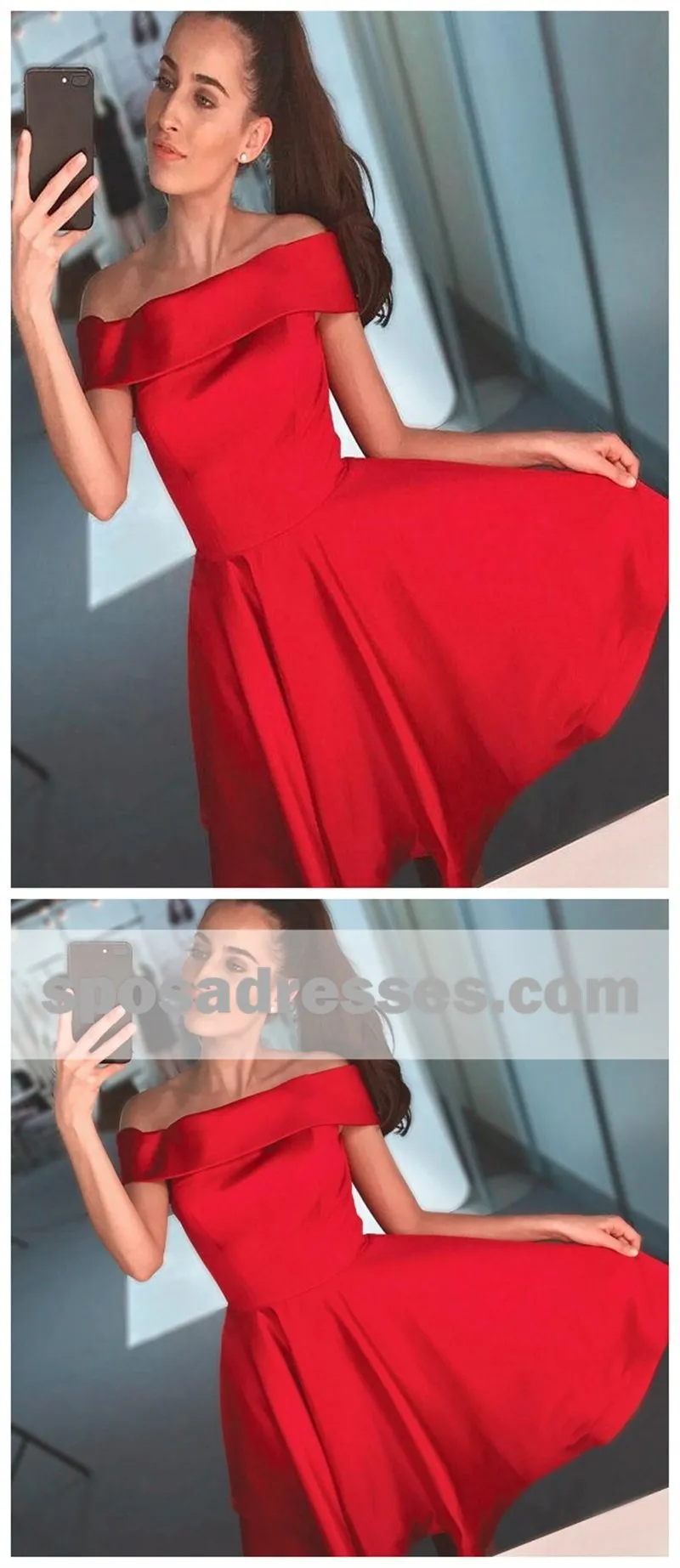 Simple Red Off Shoulder Cheap Short Homecoming Dresses 2018, BDY0327
