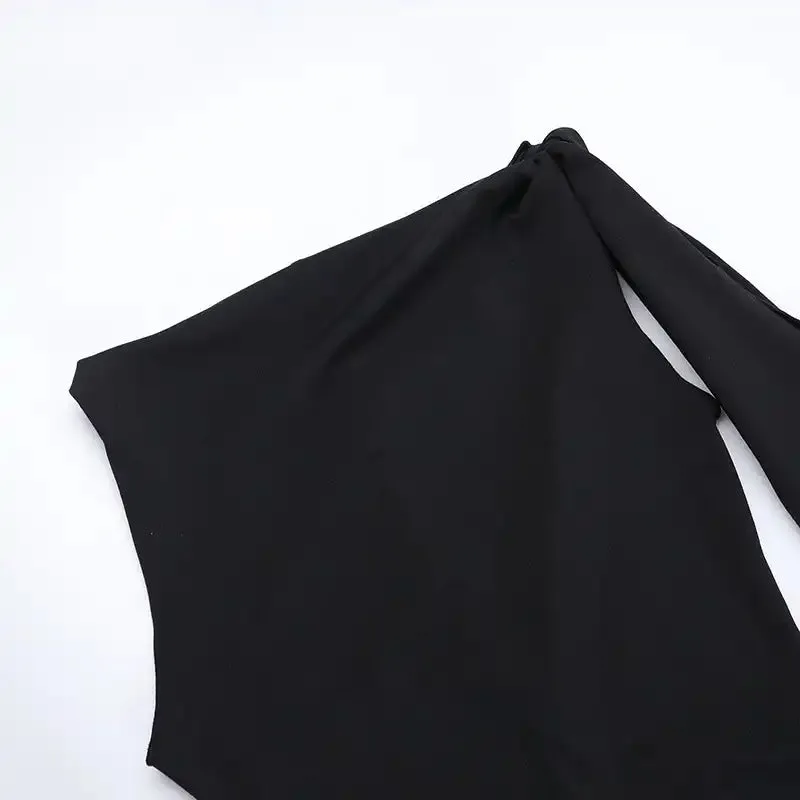 Simple slant neck strap dress